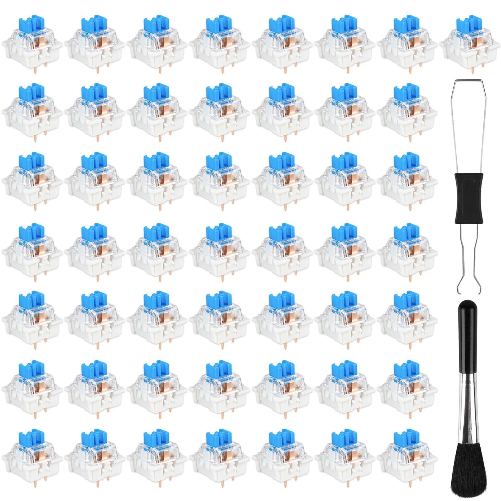 50 Pcs Blue Keyboard Switches, 3Pin Clicky Tactile Mechanical Keyboard Switch...
