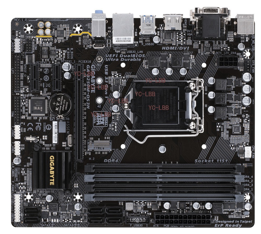 FOR GIGABYTE GA-B250M-DS3H DDR4 64G Micro-ATX LGA1151 Motherboard Test 100%