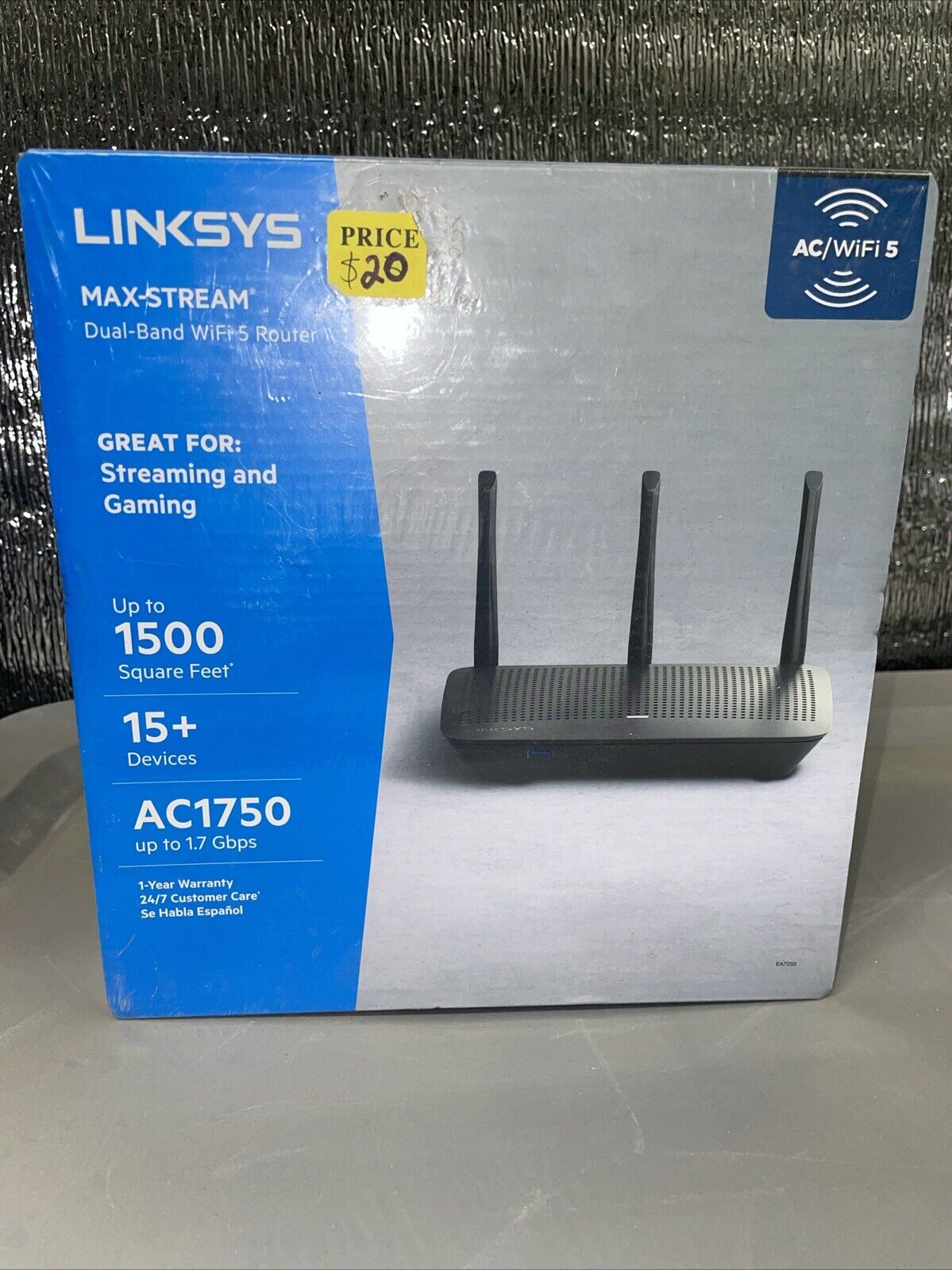 Linksys MAX-STREAM EA7250 AC1750 Dual-Band 1.7 Gbps WiFi 5 Router