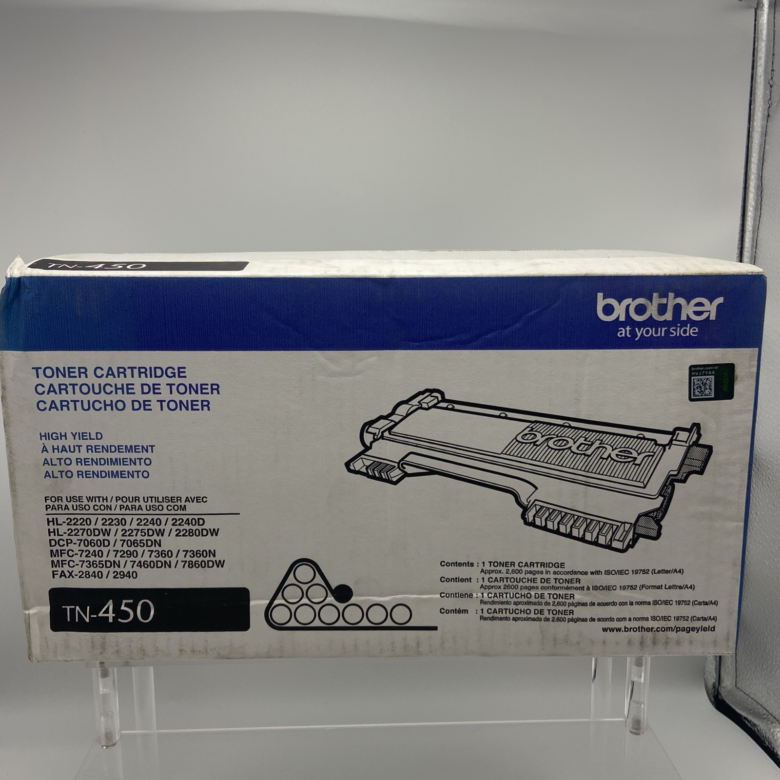 Brother Genuine TN450 High Yield  Black Toner Cartridge New Sealed - damaged box