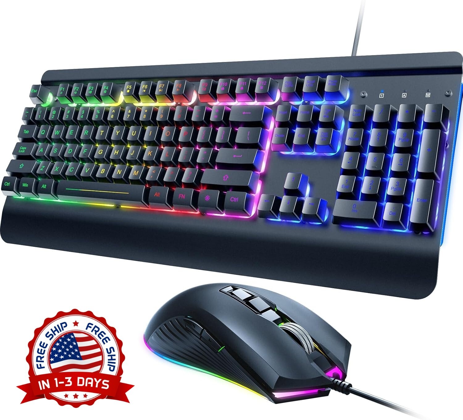 Combo De Teclado Y Ratón Para Juegos Con Cable, Teclas Multimedia Y Reposamuñeca