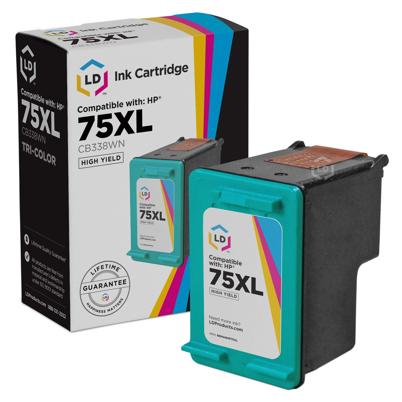 LD CB338WN 75XL Color Ink Cartridge for HP Printer