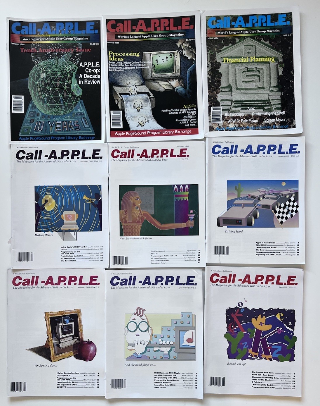 Lot 9 Issues Call A.P.P.L.E. 1988 1989 computer magazines Mac Apple Vintage