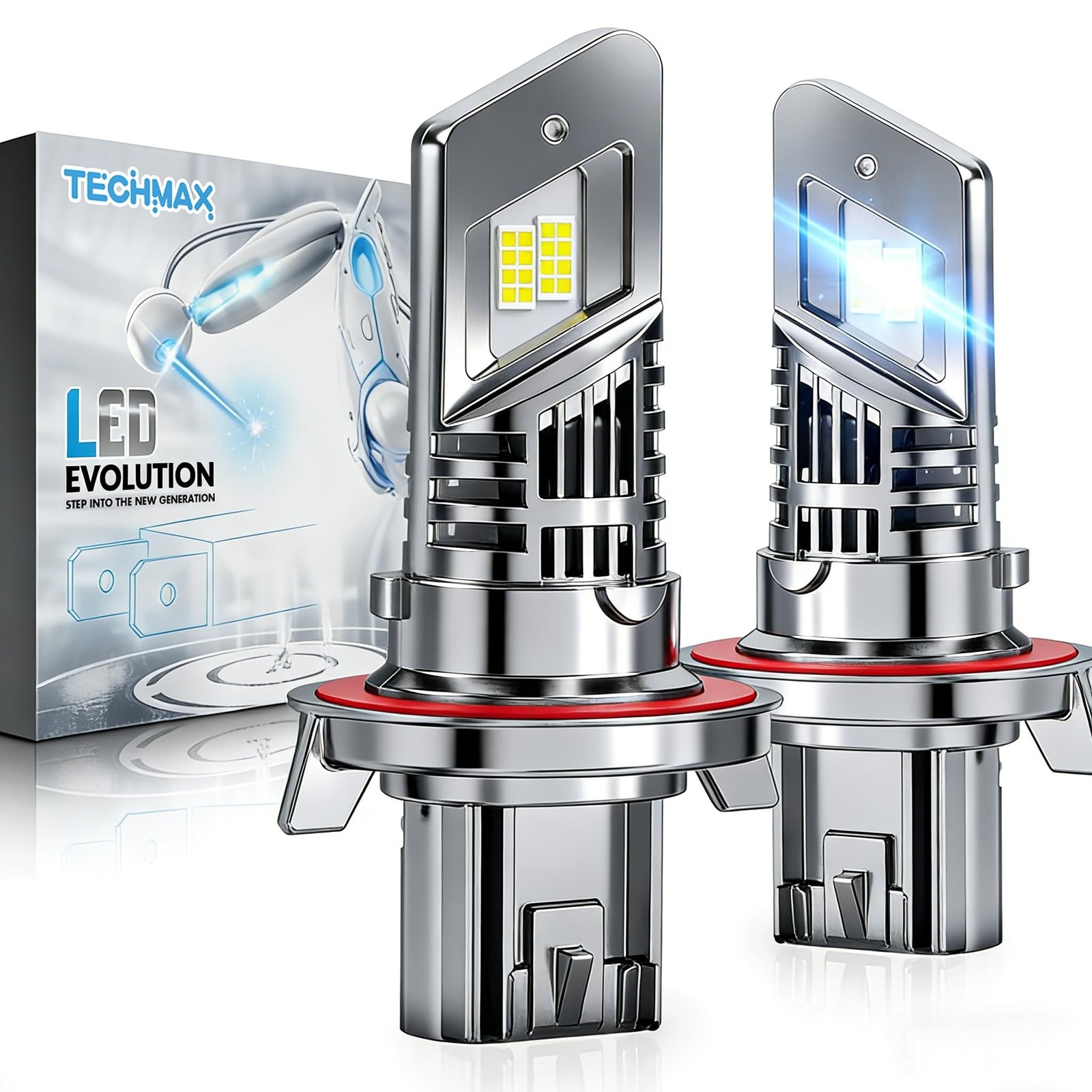 TECHMAX H13 Bulbs, 600% Bright Wireless H13/9008 Fog Lights w/Fan (2pcs) | 65...