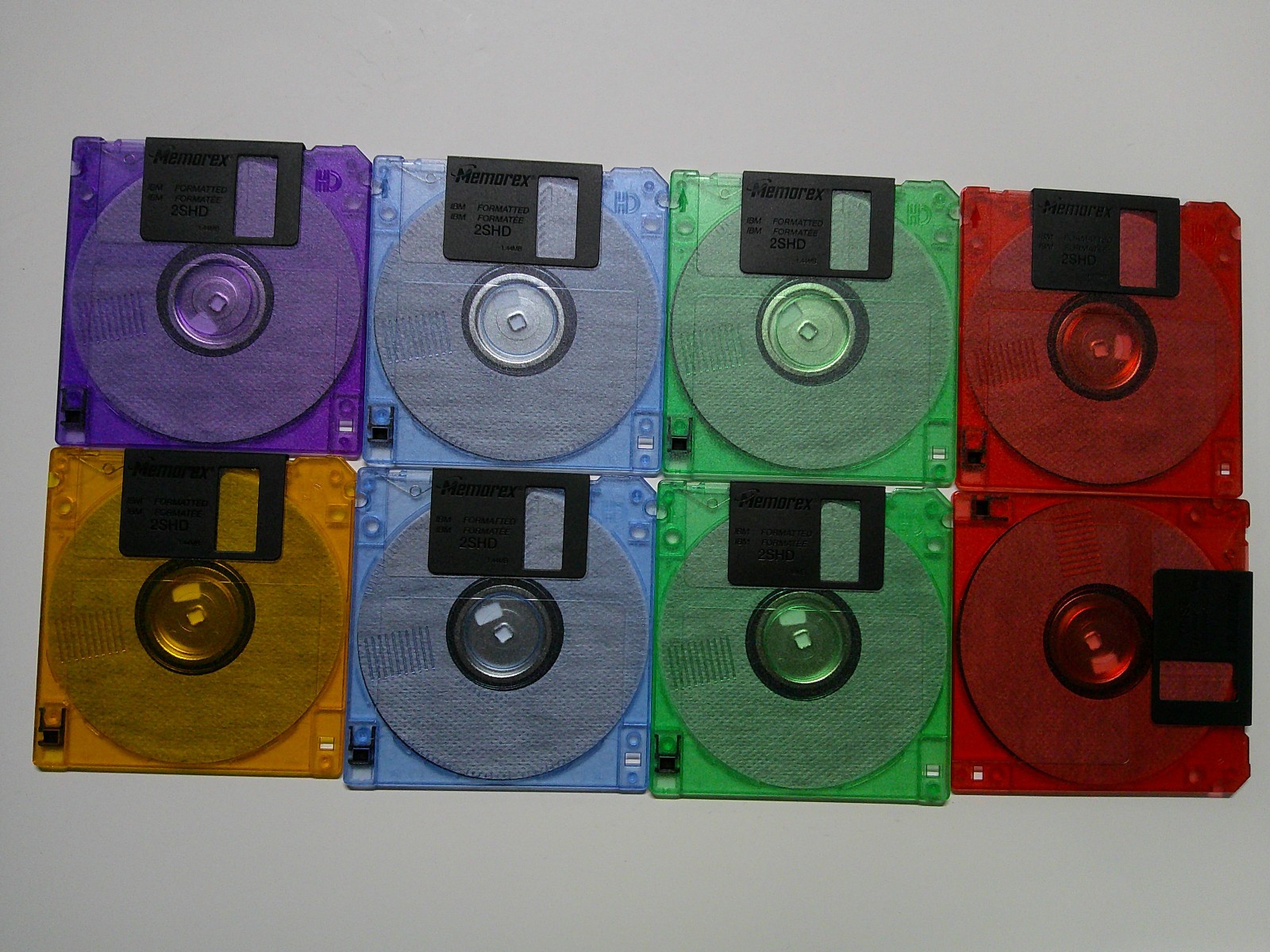 Group Of (8) Memorex IBM Formatted 1.44MB 2SHD Floppy Discs. New. Open Box.