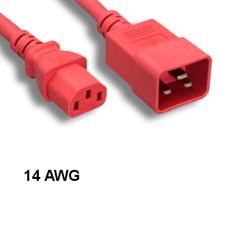 [10X] Red 4' Heavy Duty Power Cord IEC-60320 C13 to C20 14AWG 15A/250V IT Data
