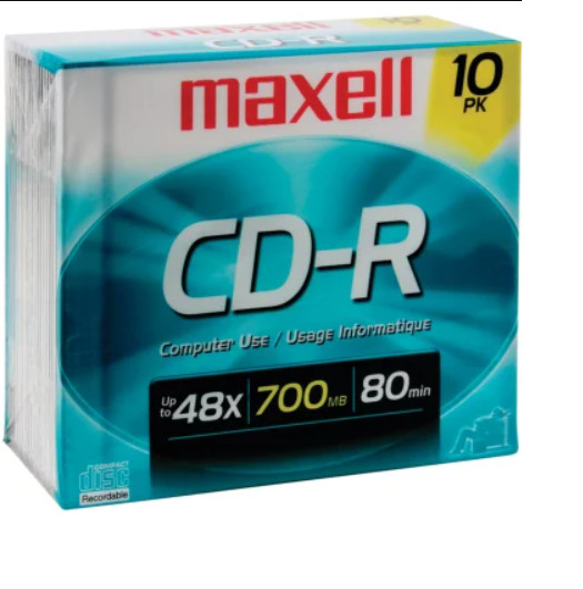 PE Maxell® CD-R 48x 700 MB/80-Minute Blank Discs (10 Pack)