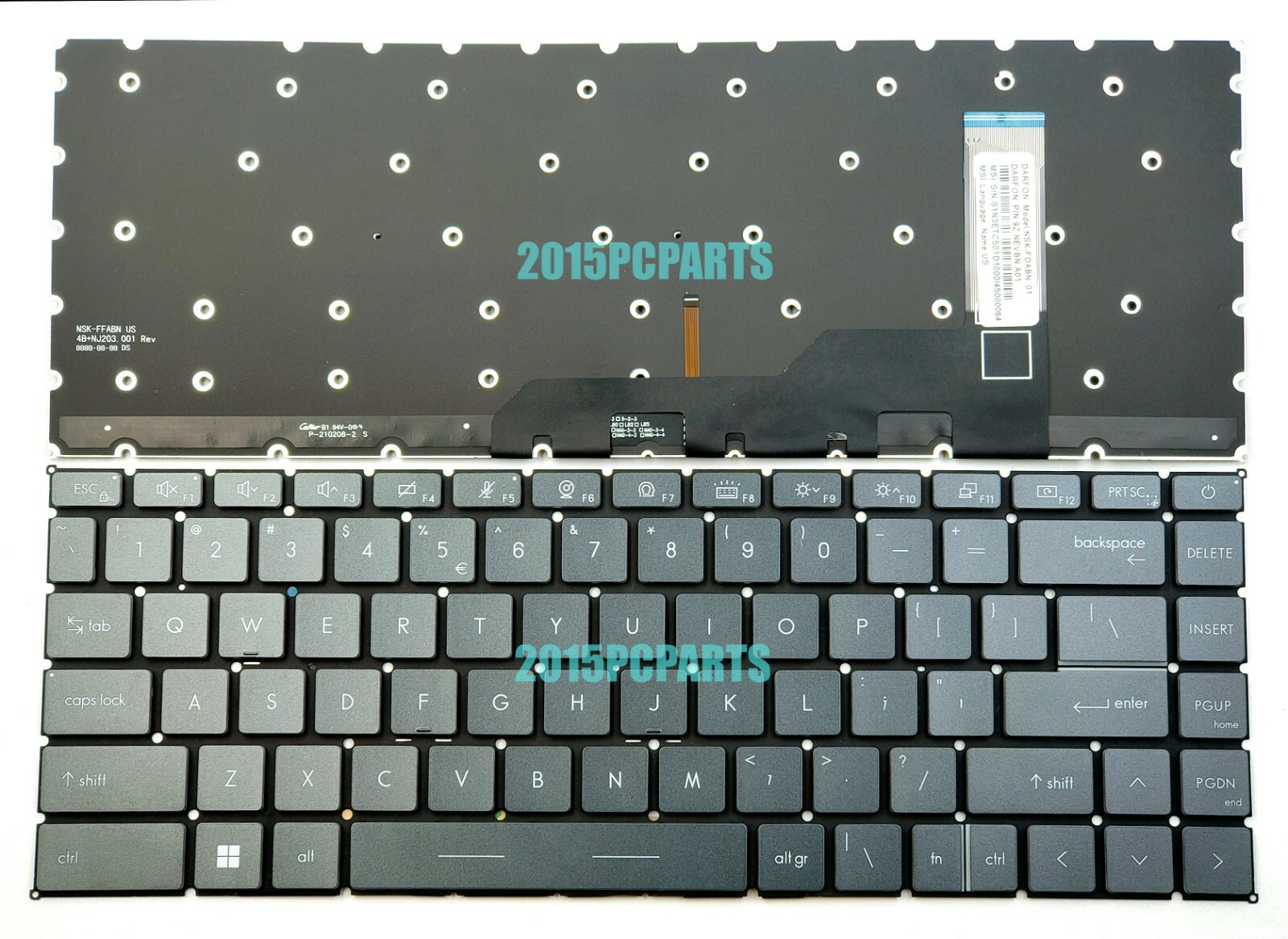 MSI MS-1552 MS-1562 MS-1563 MS-15B1 MS-16S6 MS-16V2 MS-16V3 Keyboard Backlit US