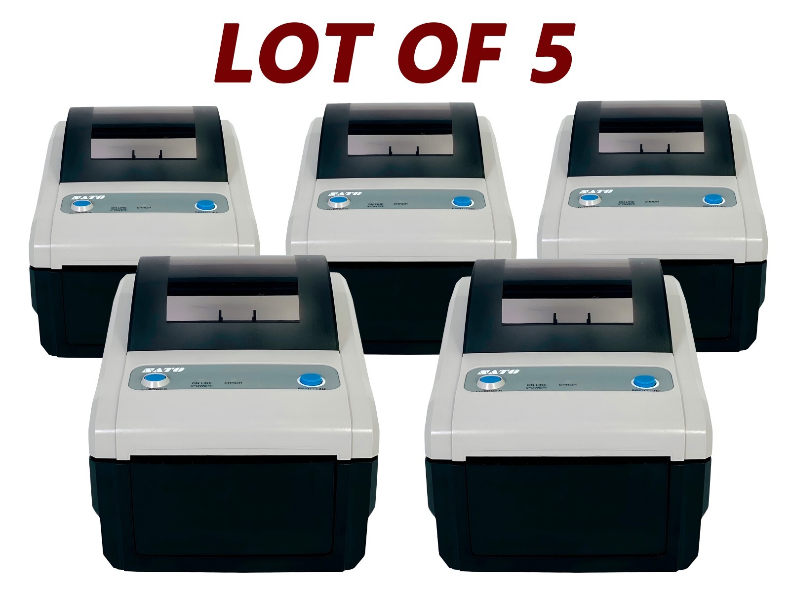 LOT OF 5 SATO CG412DT Direct Thermal Barcode Label Printer USB LAN No AC Adapter