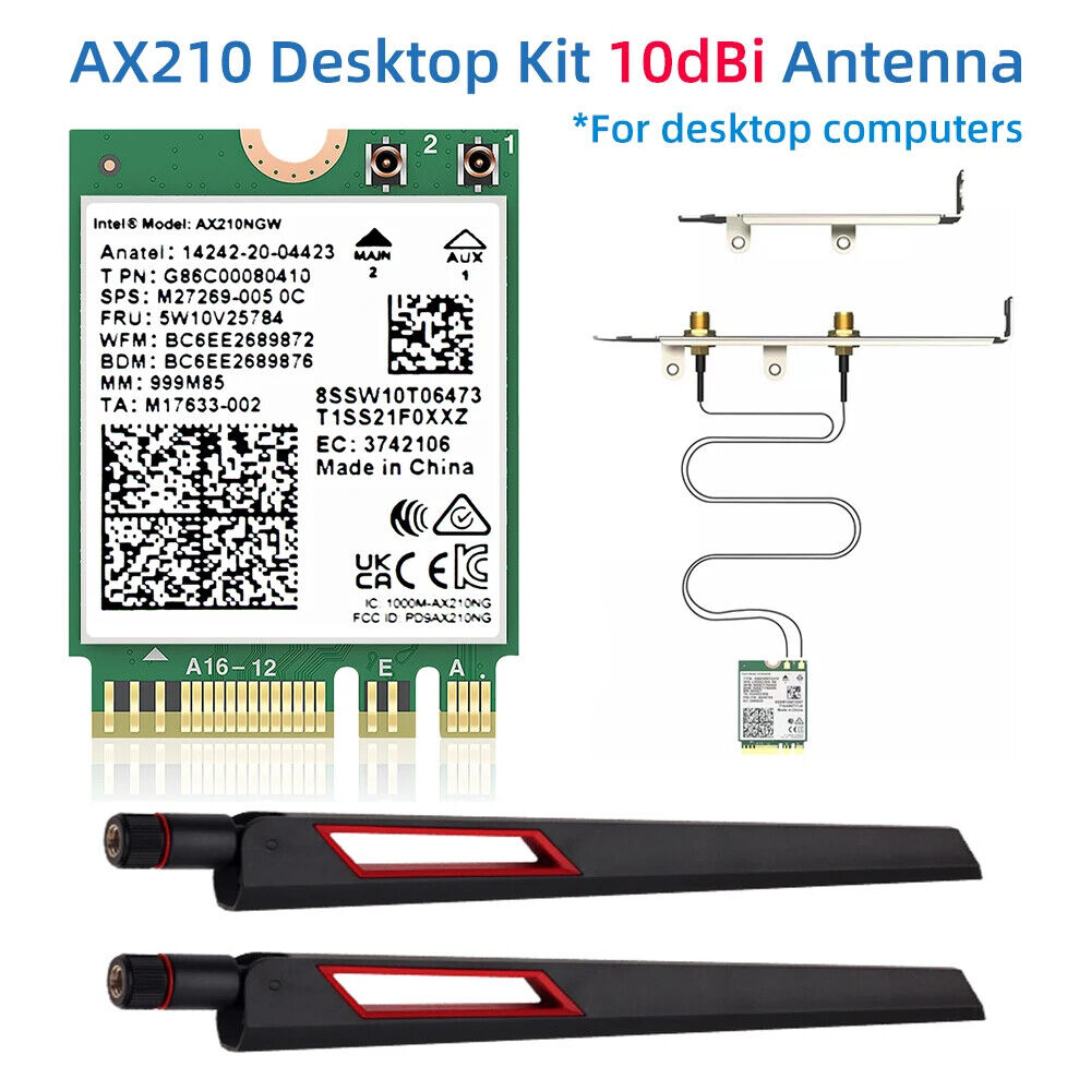 Wi-Fi 6E intel AX210 Wireless Network Cards 5374Mbps 6Ghz Bluetooth Desktop Kit