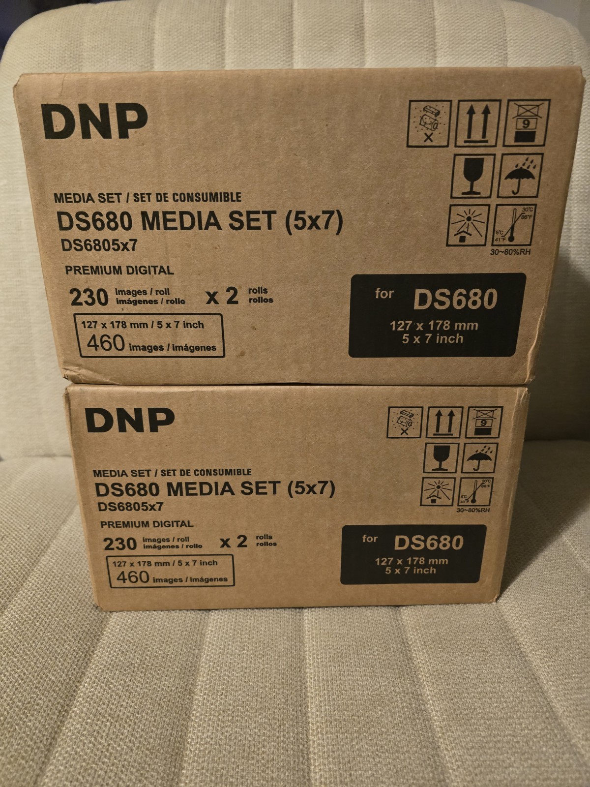 DNP DS680 media set (5x7) 2 Rolls of Paper And Ribbon Per Box 460 Images 230 x2