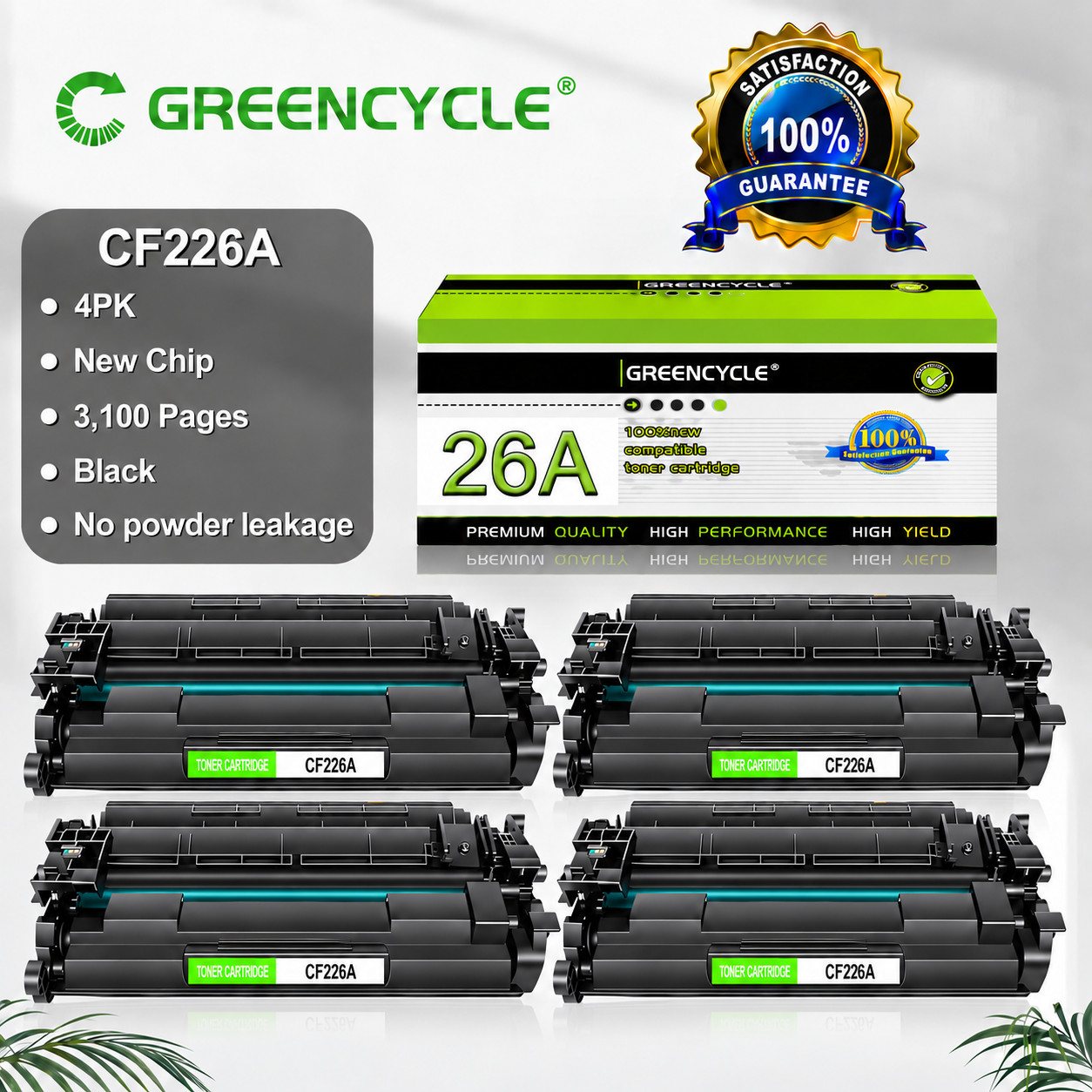 4PK Fits For HP Laserjet M402dw MFP M426fdn CF226A 26A BK Laser Toner Cartridge
