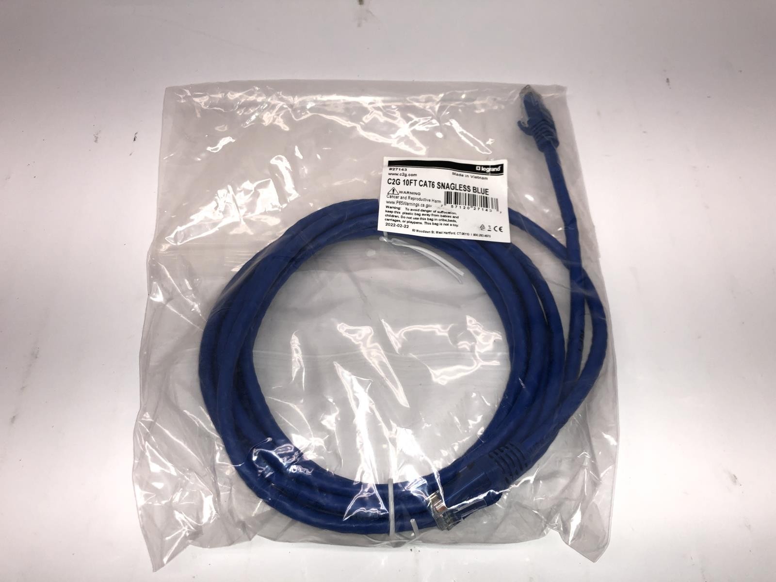 (Lot of 20) Legrand C2G 10FT CAT6 Snagless Patch Cable / 27143 / BLUE
