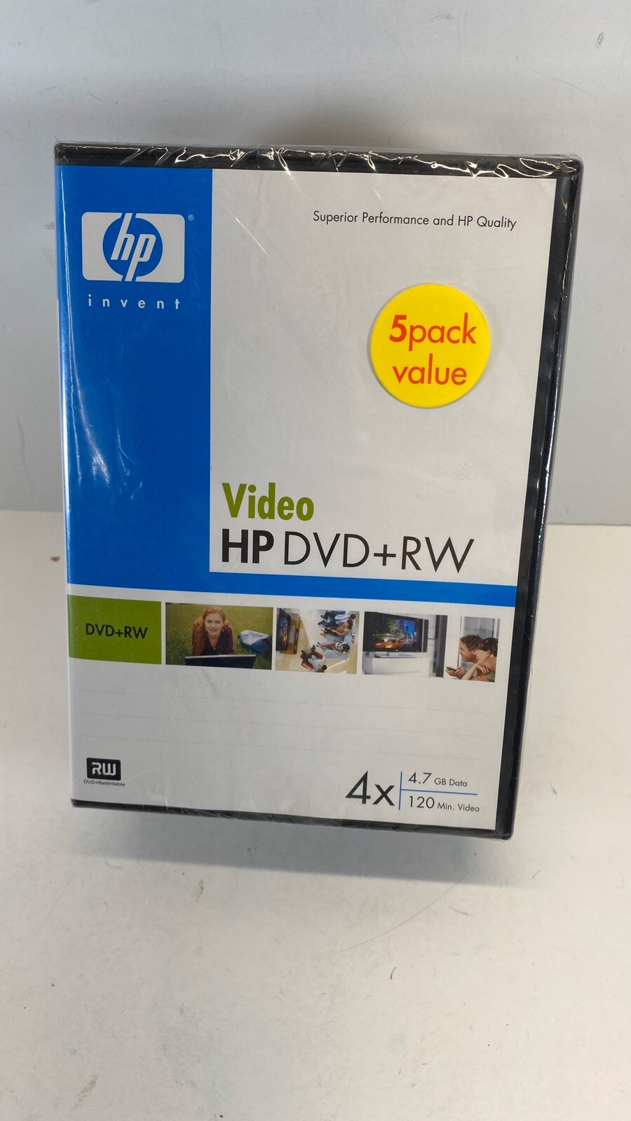 HP Video DVD + RW 5 Pack With Hard Cases New 