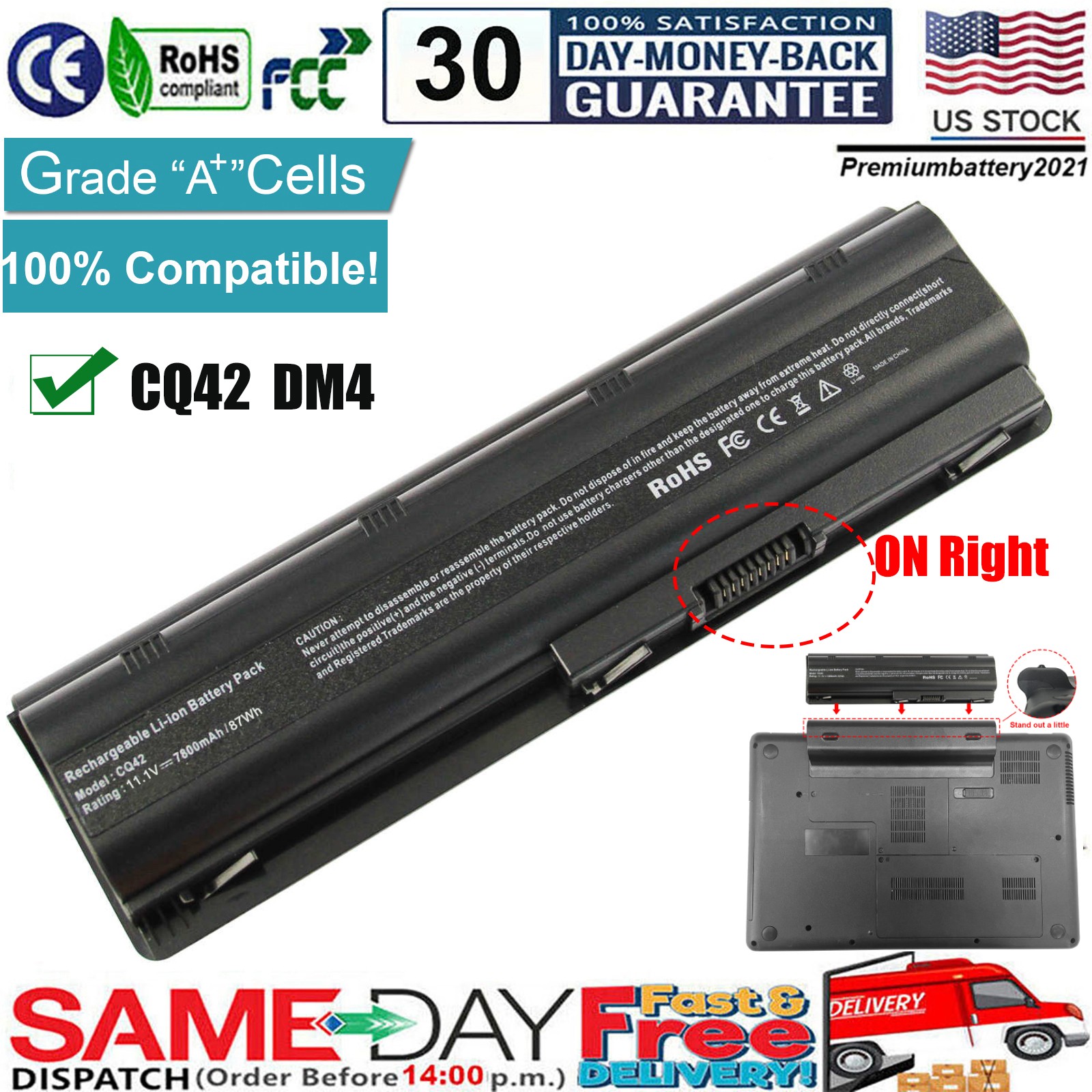 9 Cell Battery for HP 586006-321 593550-001 593553-001 HSTNN-CBOX MU06 MU09 New