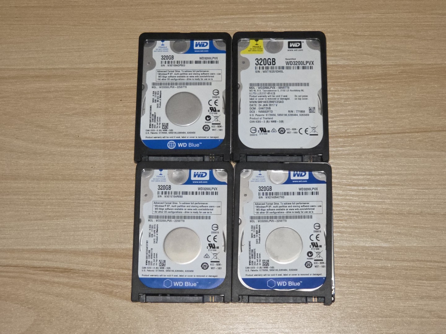 LOT 4 Western Digital WD3200LPVX 320GB 5400RPM 2.5" SATA 3.0Gb/s Hard Drives HDD
