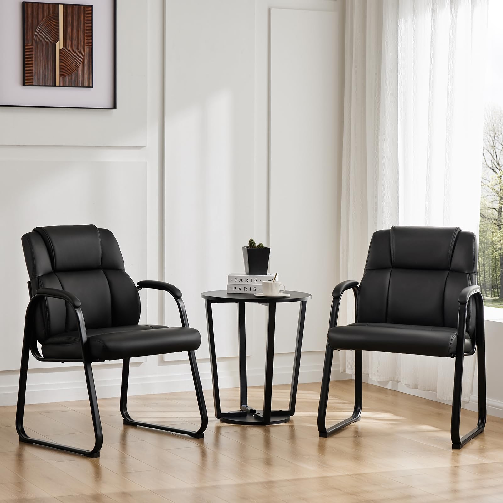 Waiting Room Chairs Set of 2 Office Guest Reception Deep Black NESW61302P-2