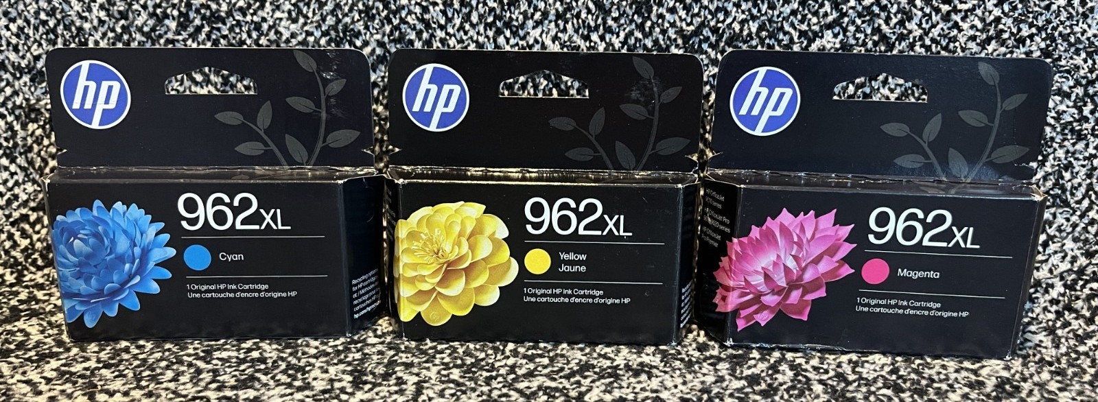 Genuine Set of 3 HP 962XL Ink Cartridges Dates: 2027 & 2028