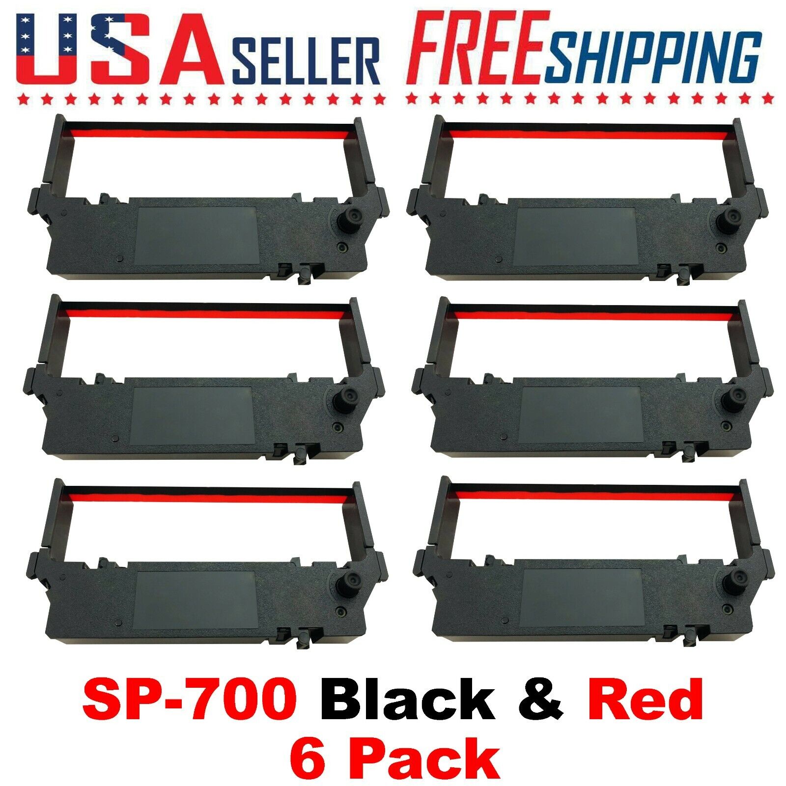 SP-700 x 6 Pack BLACK / RED Star Epson Printer Ribbon Ink SP700