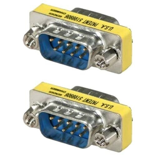 2x DB9 D-SUB 9 Pin RS232 Serial Male to Male Mini Gender Changer Coupler Adapter