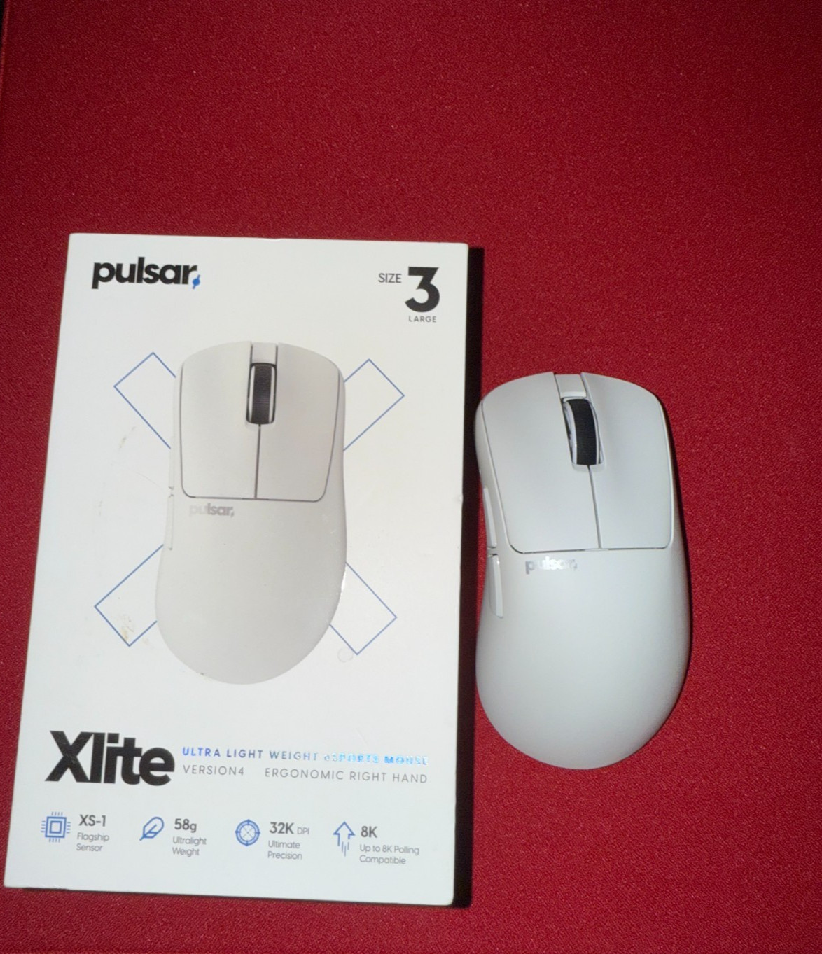 Pulsar Xlite V4 (Size 3) Large Wireless Gaming Mouse - White