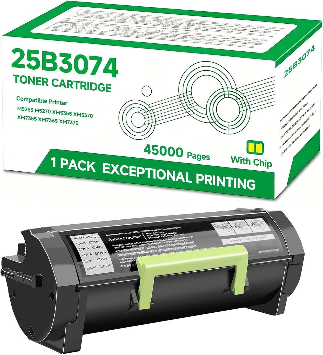 *NEW 25B3074 1 Pack Black Toner Cartridge Compatible Lexmark M5255 M5270 Printer