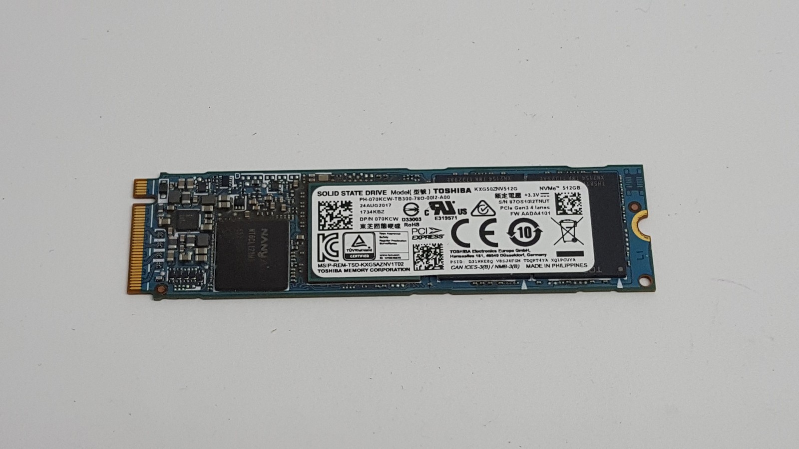 Toshiba XG5 KXG50ZNV512G 512 GB NVMe M.2 2280 80mm Solid State Drive
