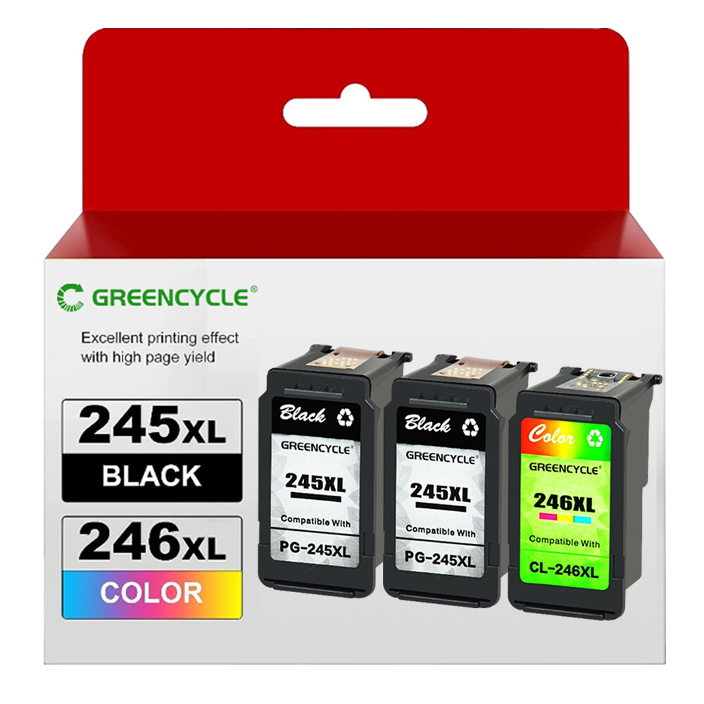3pk GREENCYCLE PG-245XL CL-246XL Ink for Canon MG2420 MG3020 TS3122 TR4522 MX490
