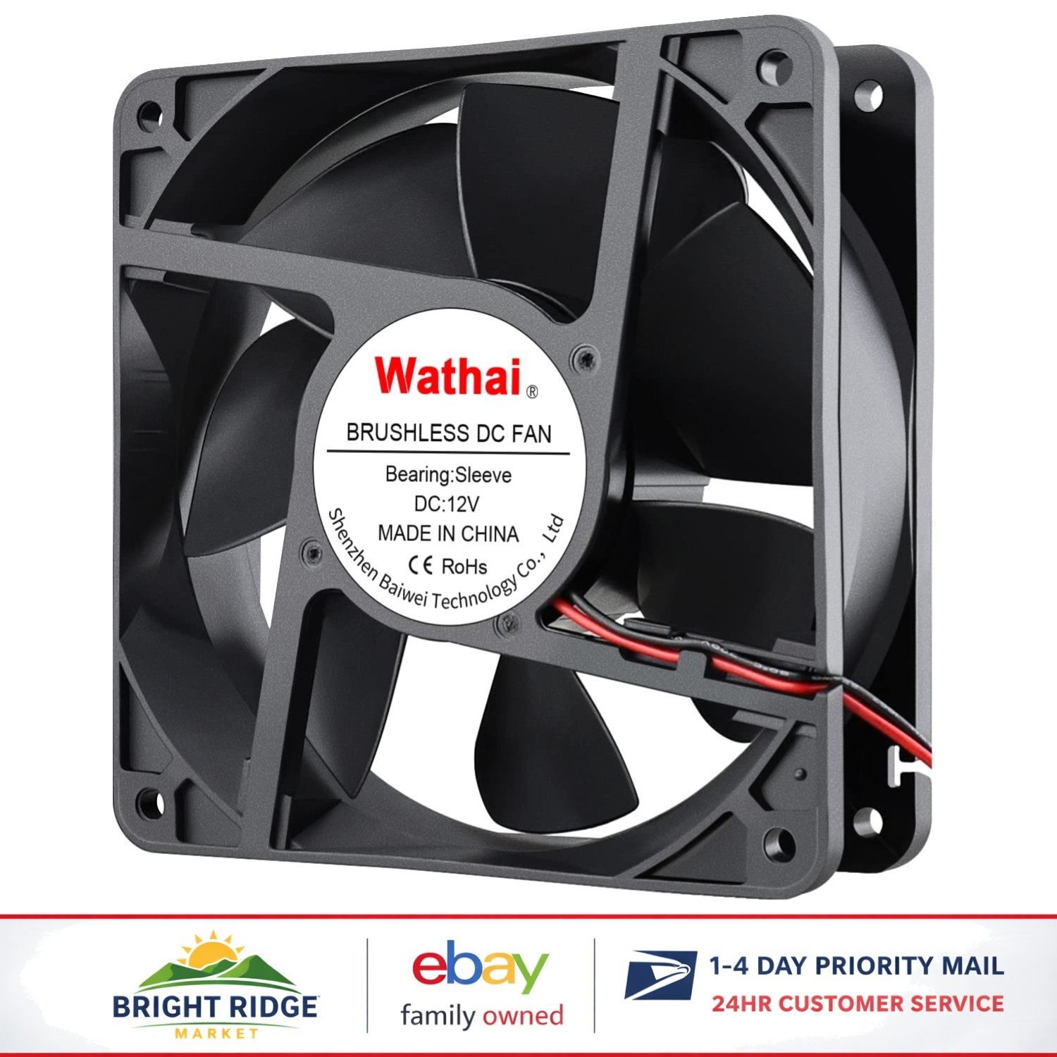 High Airflow 12V Cooling Case Fan, 3000RPM for Electronics & Refrigerators
