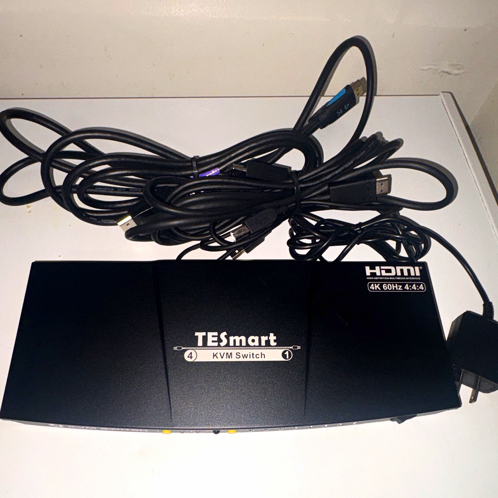 TESmart 4-Port 4:1 HDMI KVM Switch 4K 60Hz 4:4:4 USB 2.0 Powered