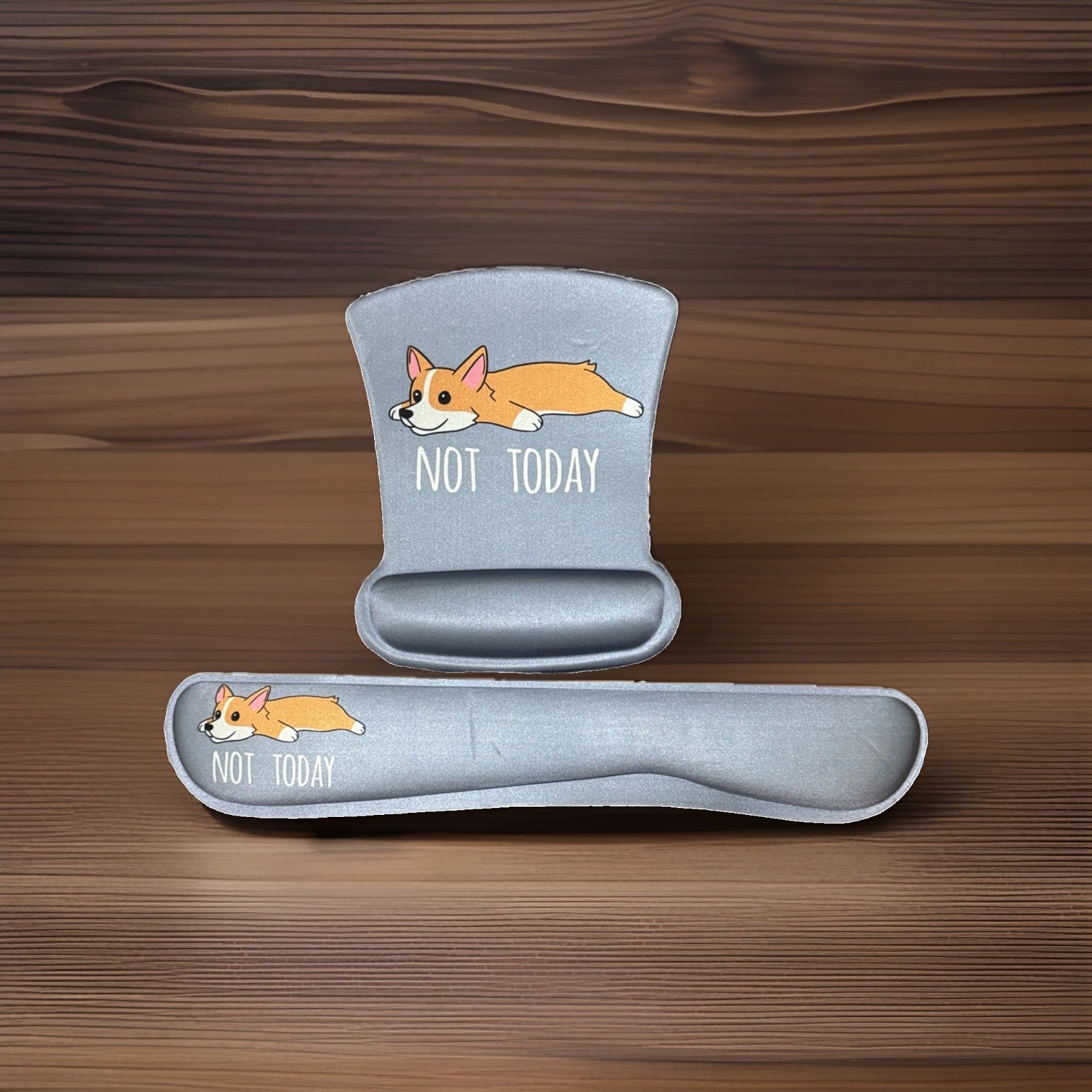 Corgi Not Today Ergonomic Mouse Pad and Keyboard Wrist Rest Support Set