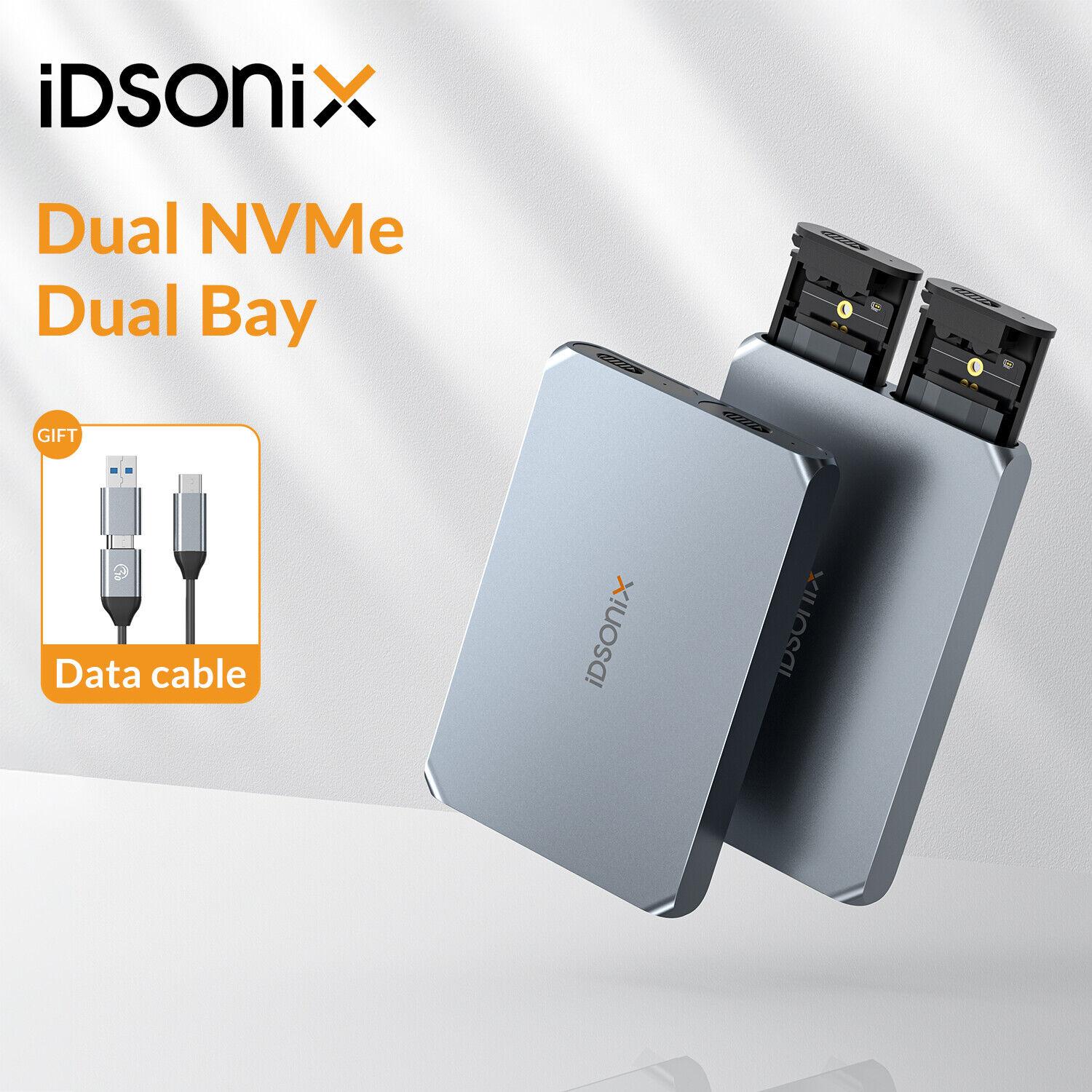 iDsonix Dual M.2 NVMe SSD Enclosure USB3.2 Gen 2 USB C to M.2 Adapter 10 Gbps