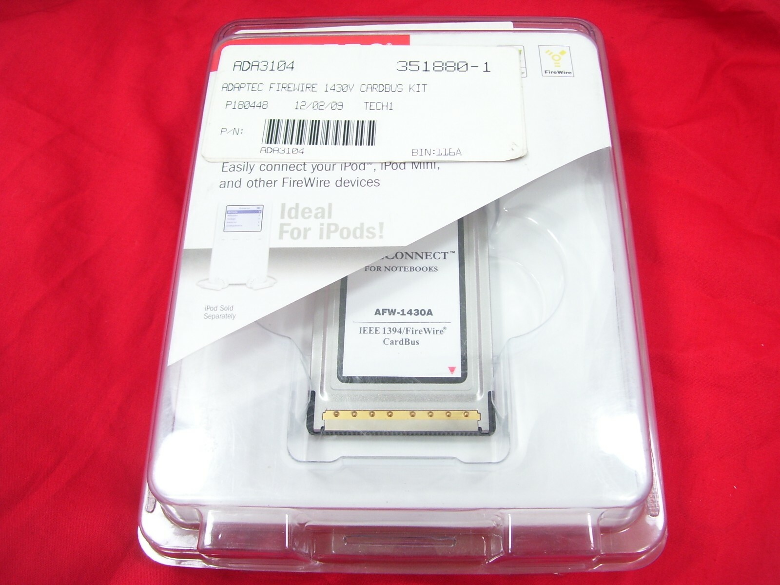 PCMCIA FIREWIRE CARD IEEE 1394 ADAPTEC AFW-1430A FIRECONNECT NOTEBOOK LAPTOP