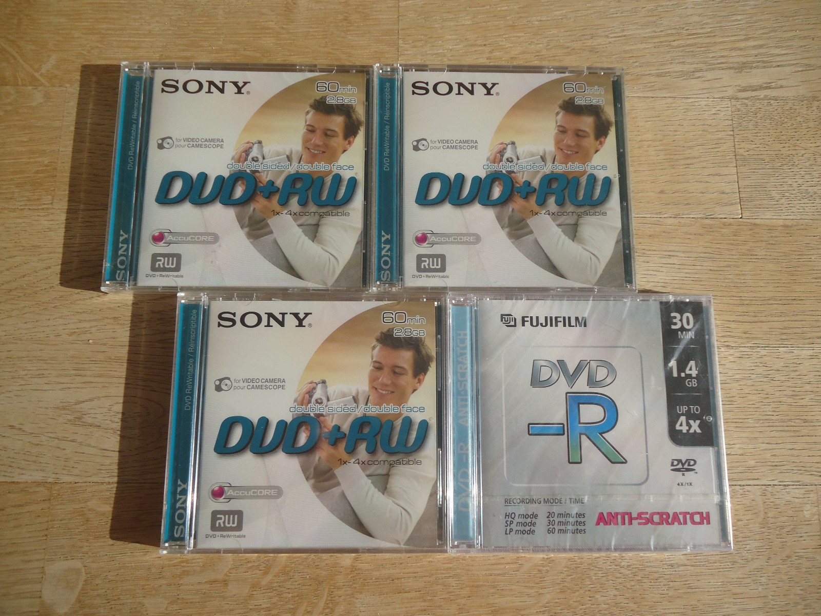 Sony Mini DVD+RW Double Sided 2.8GB 60min x3 plus 1 DVD-RW FUJI bonus