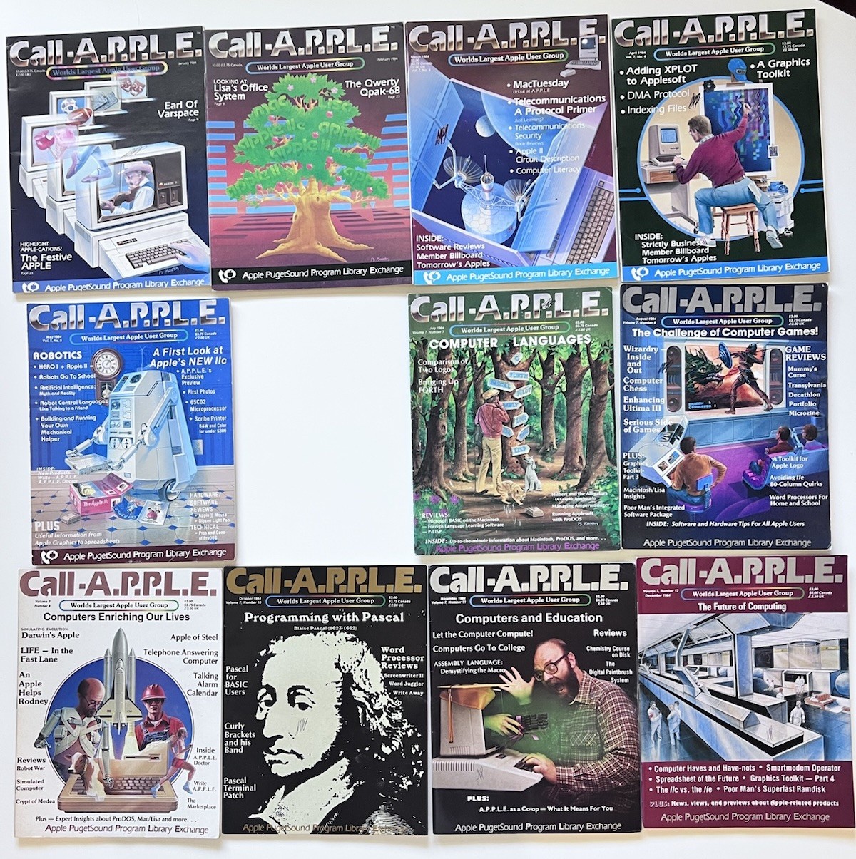 Lot 11 Issues Call A.P.P.L.E. 1984 computer magazines Mac Apple Vintage