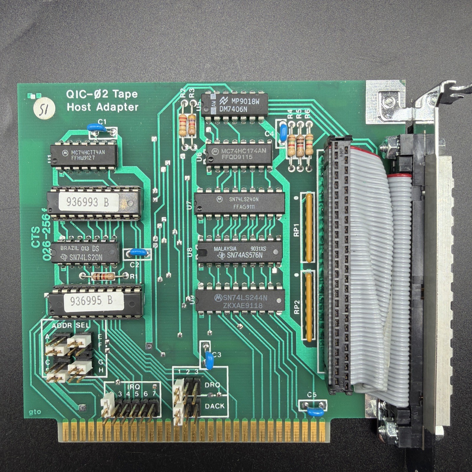 Vintage TECMAR QIC-02 Tape Host Adapter ISA Controller Card Made in USA