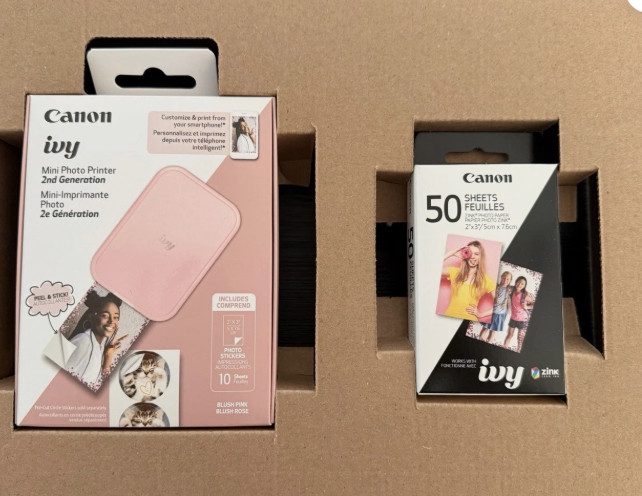 Canon IVY2 Pink Mini Photo Printer Bundle With 60 Sheets