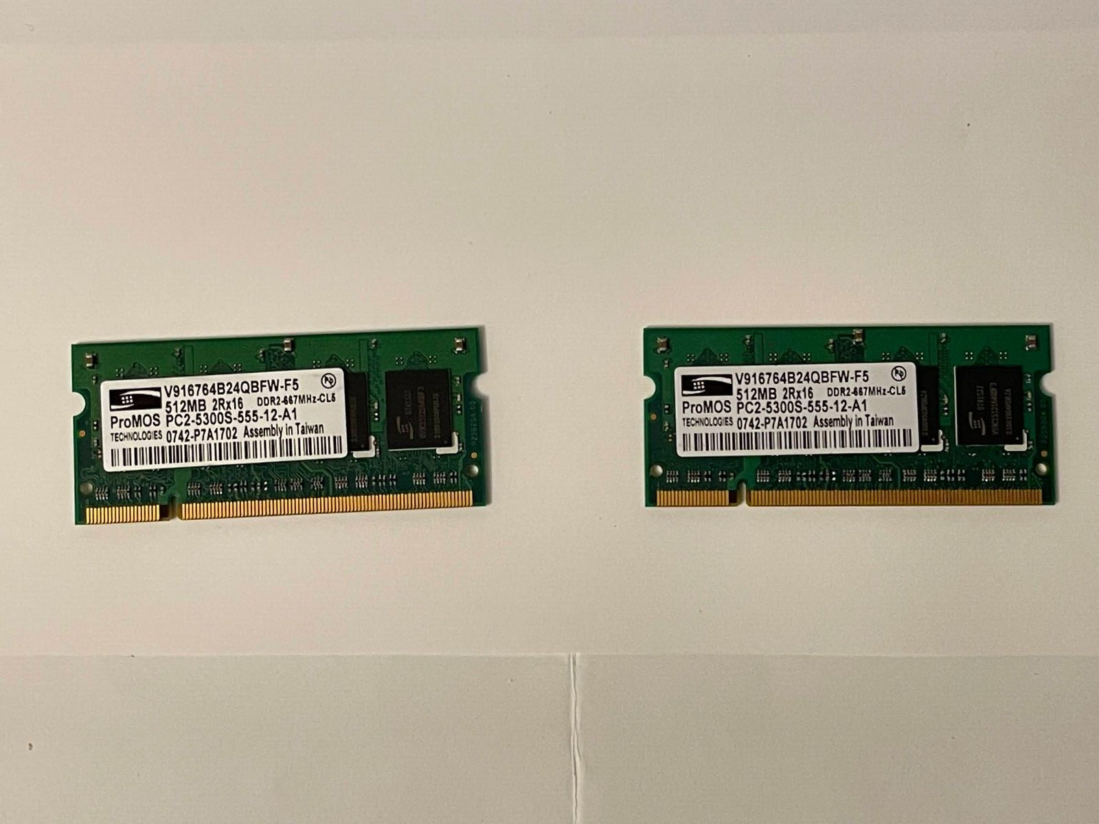 1GB (2x512MB) ProMos 2Rx16 PC2-5300S-555-12 Laptop Memory RAM lap top SODIMM