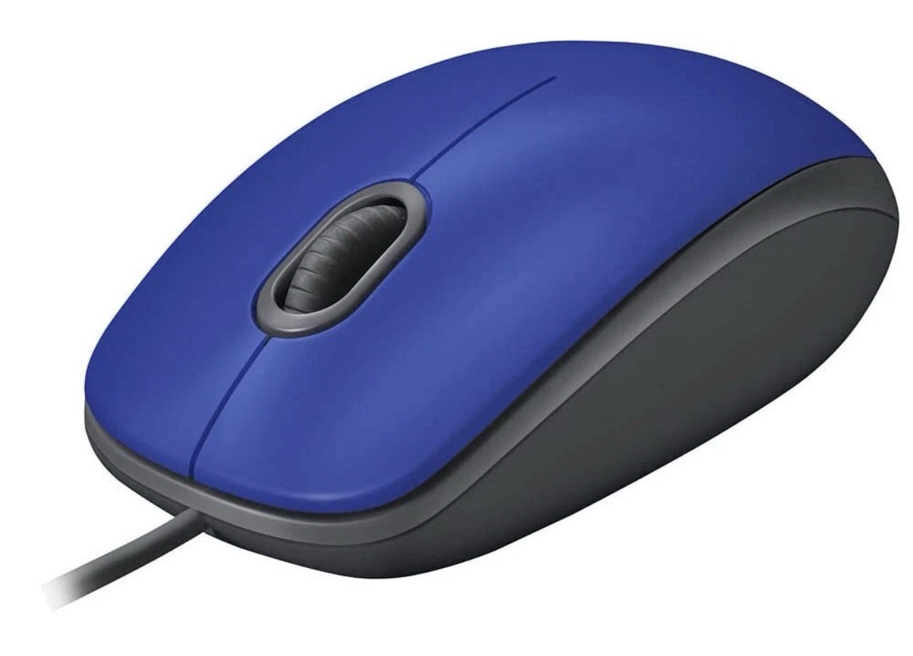 Logitech M110 Wired USB Silent Mouse Blue Full-Size Comfortable Design (Blue)