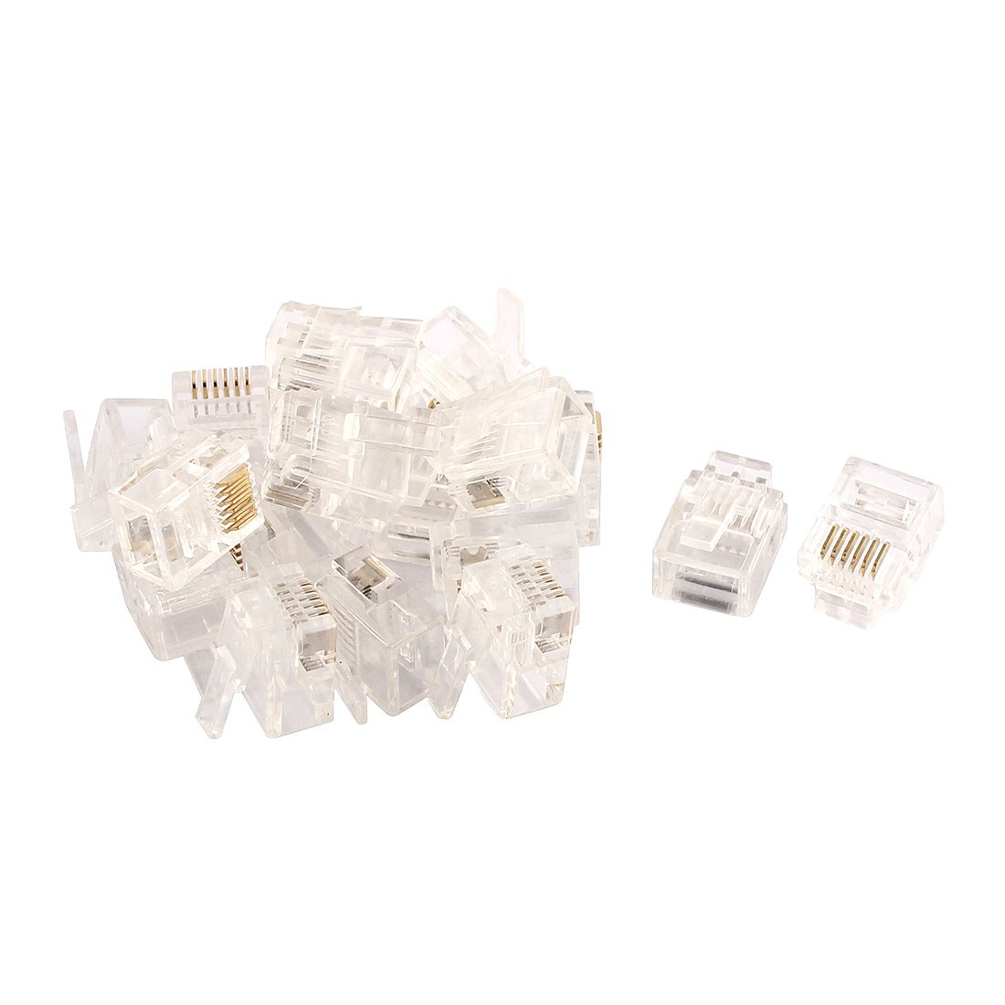 20pcs RJ12 6P6C Modular Network Crimping Ethernet Cord Wire Adapter Connector