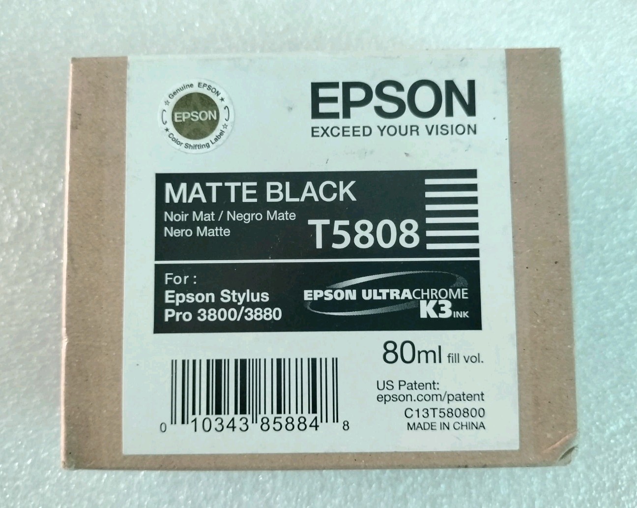 T5808 Genuine Epson Pro 3800 3880 Matte Black Ink T580800 w/exp 05-2013
