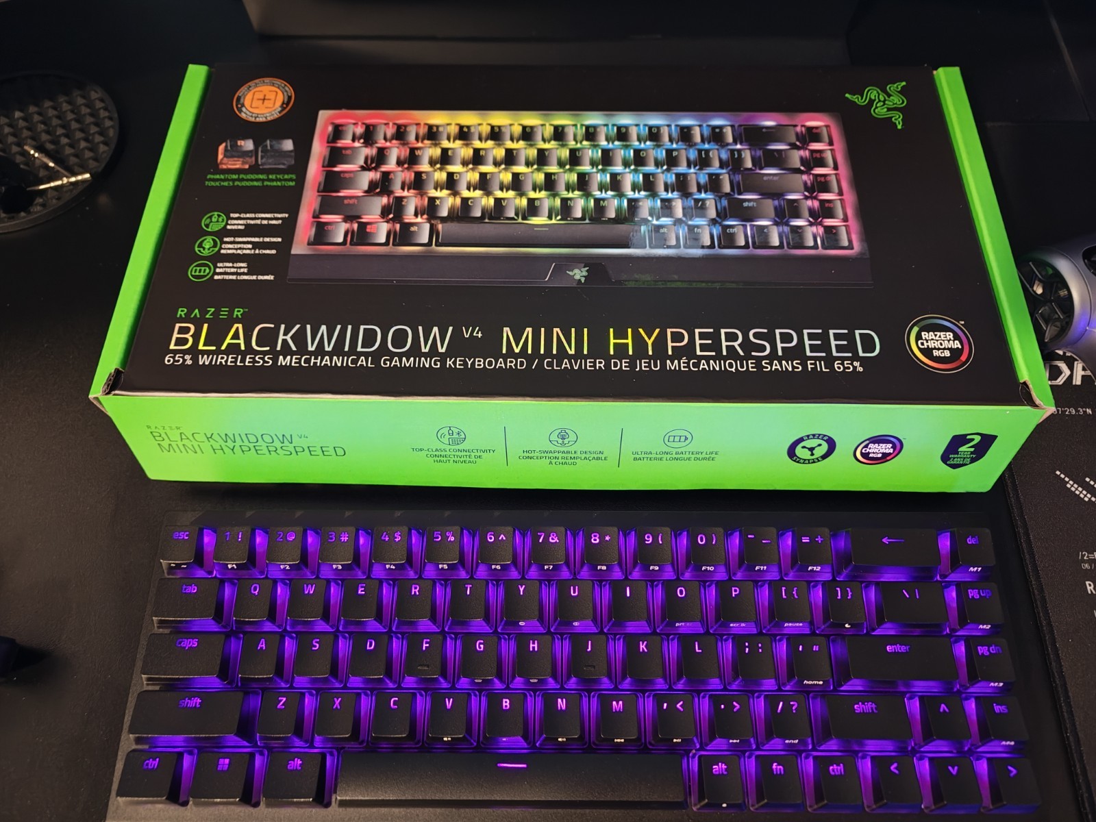 Razer BlackWidow V4 Mini HyperSpeed 65% Wireless Orange Switch Complete Box