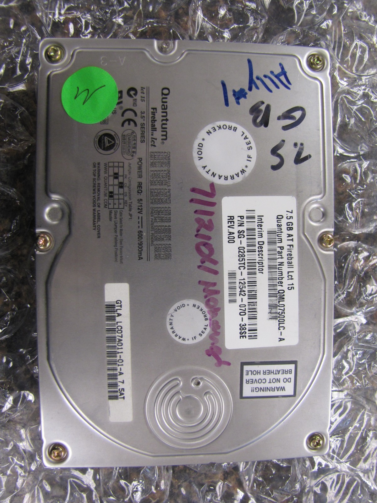 Quantum AT Fireball LCT-15 LC07A011 3.5" IDE 7.5GB Hard Drive -TESTED- NN17