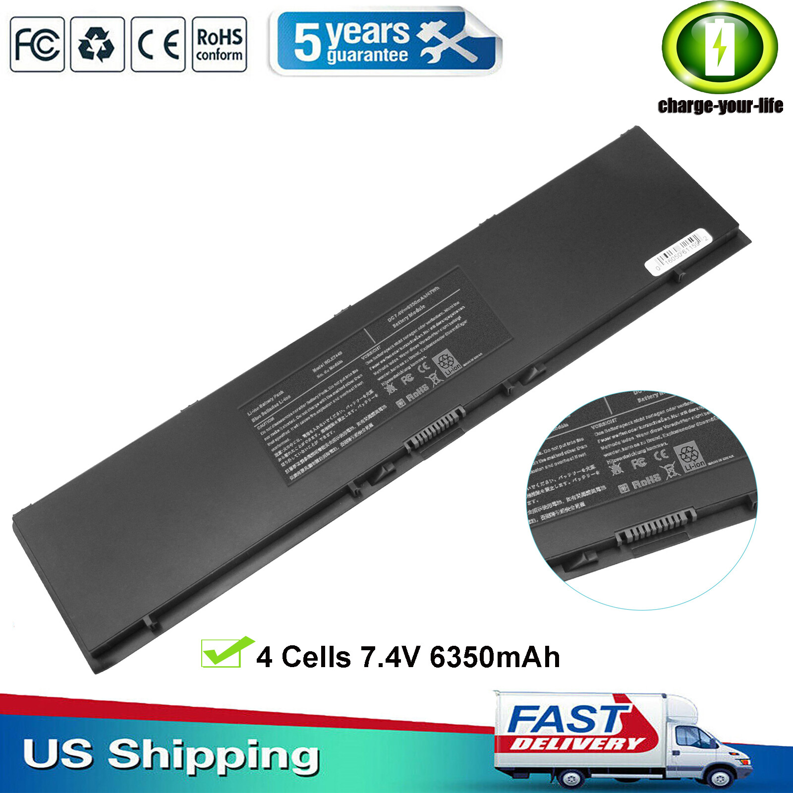 34GKR E7440 Battery For Dell Latitude 14 7000 E7420 E7450 PFXCR 3RNFD Laptop NEW