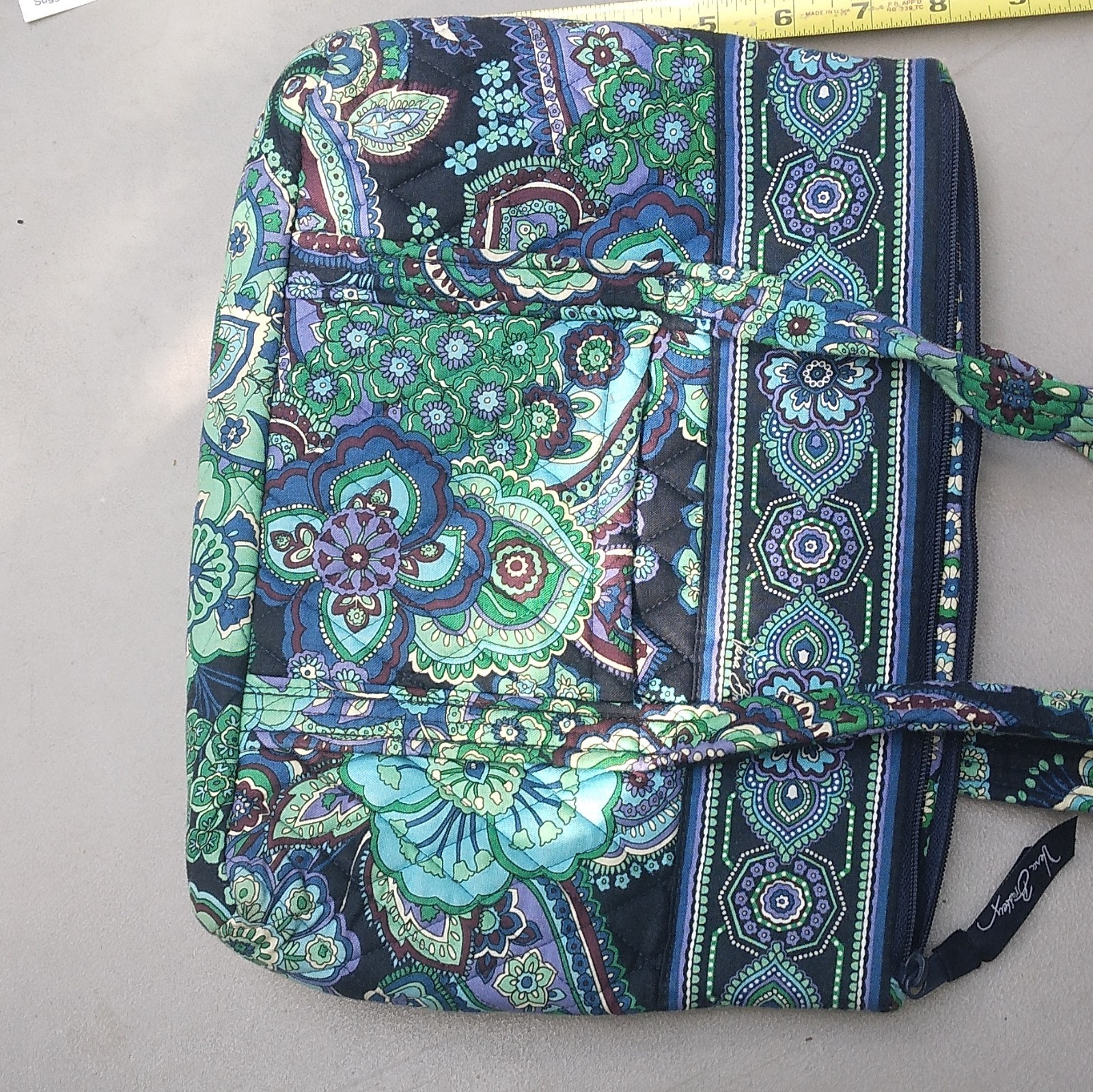 Vera Bradley Padded Quilted , Zipper, Multicolor Floral blue green