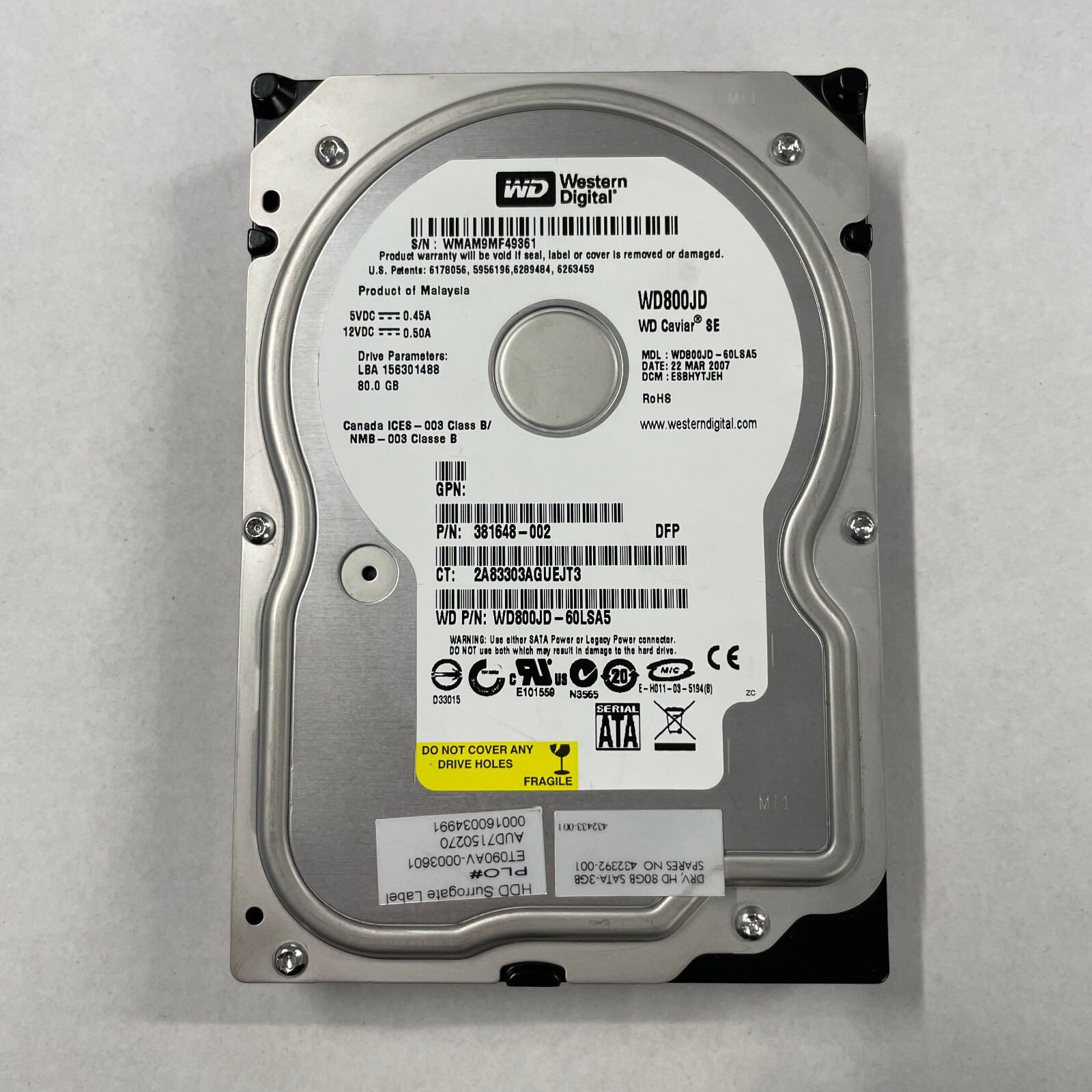 WD Caviar SE WD800JD 80GB 3.5" SATA HDD 3Gbs 8MB Cache 7200 RPM WD800JD-60LSA5