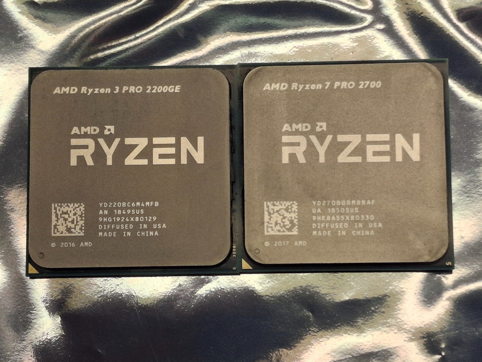 Pair of AMD Ryzen CPU Processors- Ryzen 7 Pro 2700 & Ryzen 3 Pro 2200GE