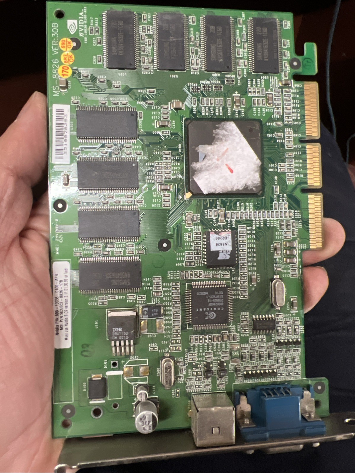 NVidia N1996 MS-8826 Ver:30B AGP Video Card 600-10036-0100-AP4