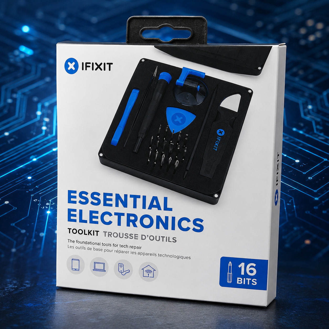 iFixit Essential Electronics Toolkit PC Laptop Phone Screen Repair 16 Bit Set