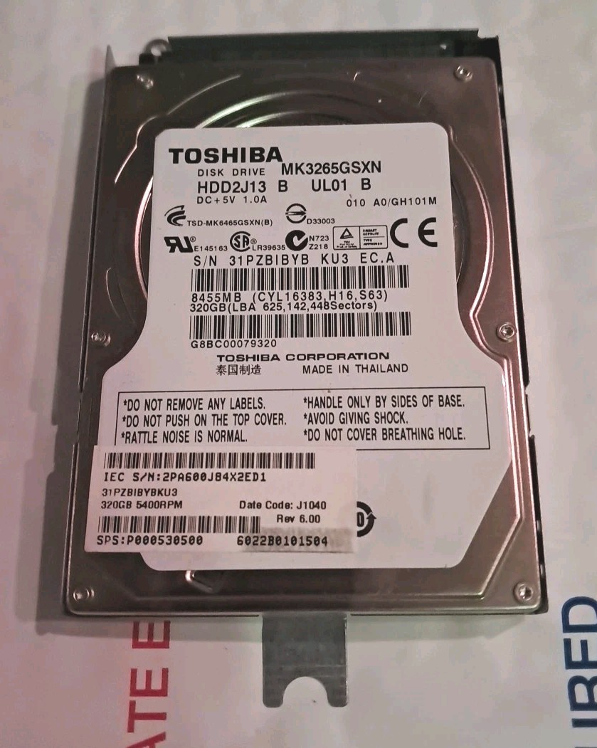 Toshiba MK3265GSXN HDD2J13 320GB SATA 2.5" HDD Hard Drive FEE SHIPPING